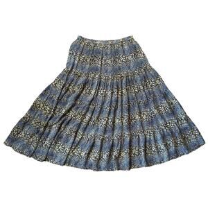 Tolani 2X Silk Maxi Skirt Tiered Animal Print Boho Flowy Plus Size